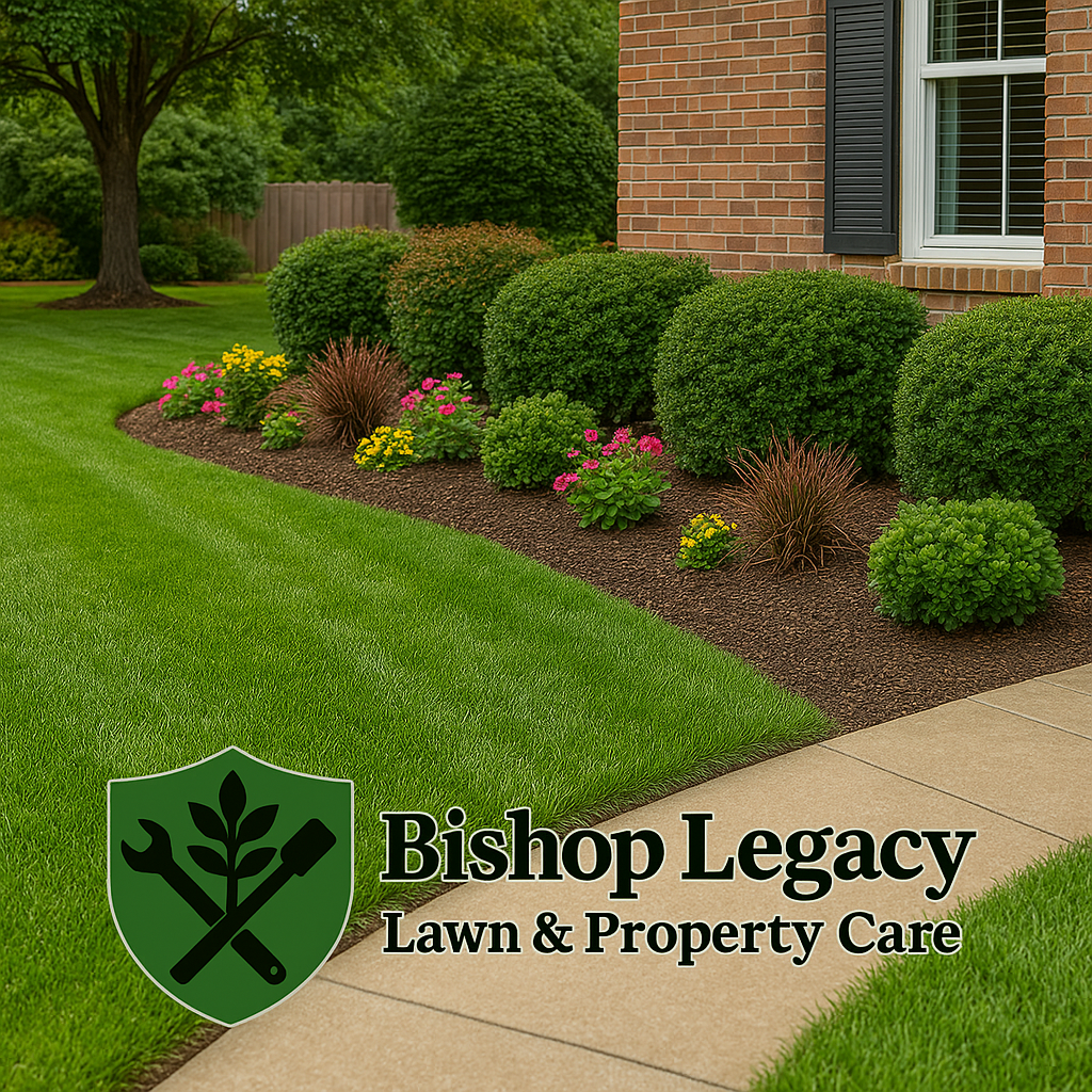 Manicured flowerbed and shrubs